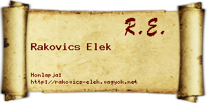 Rakovics Elek névjegykártya