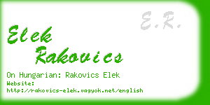 elek rakovics business card